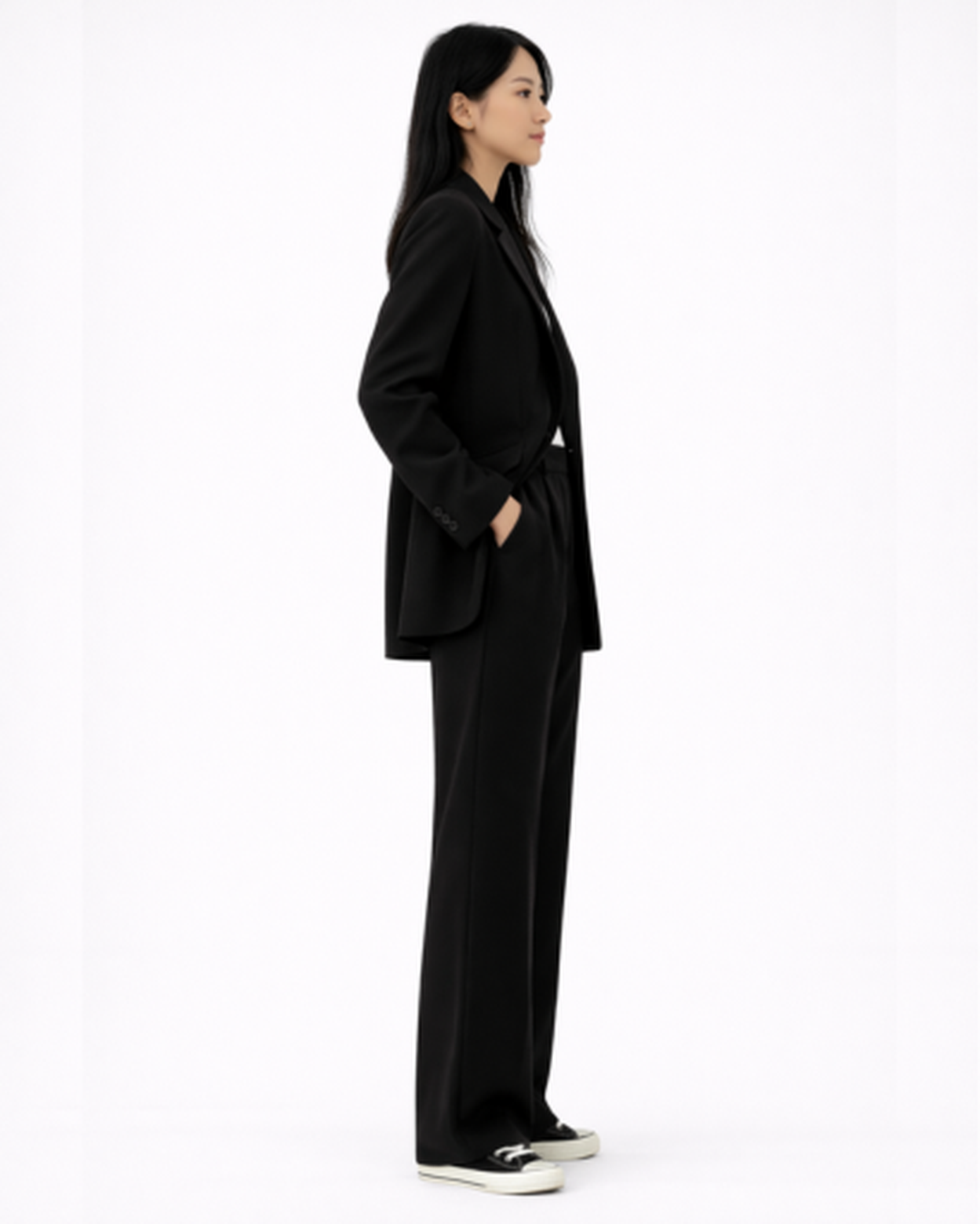 Ensemble Tailleur Femme – Blazer Structuré & Pantalon Large Fluide | Bureau Chic & Cérémonie