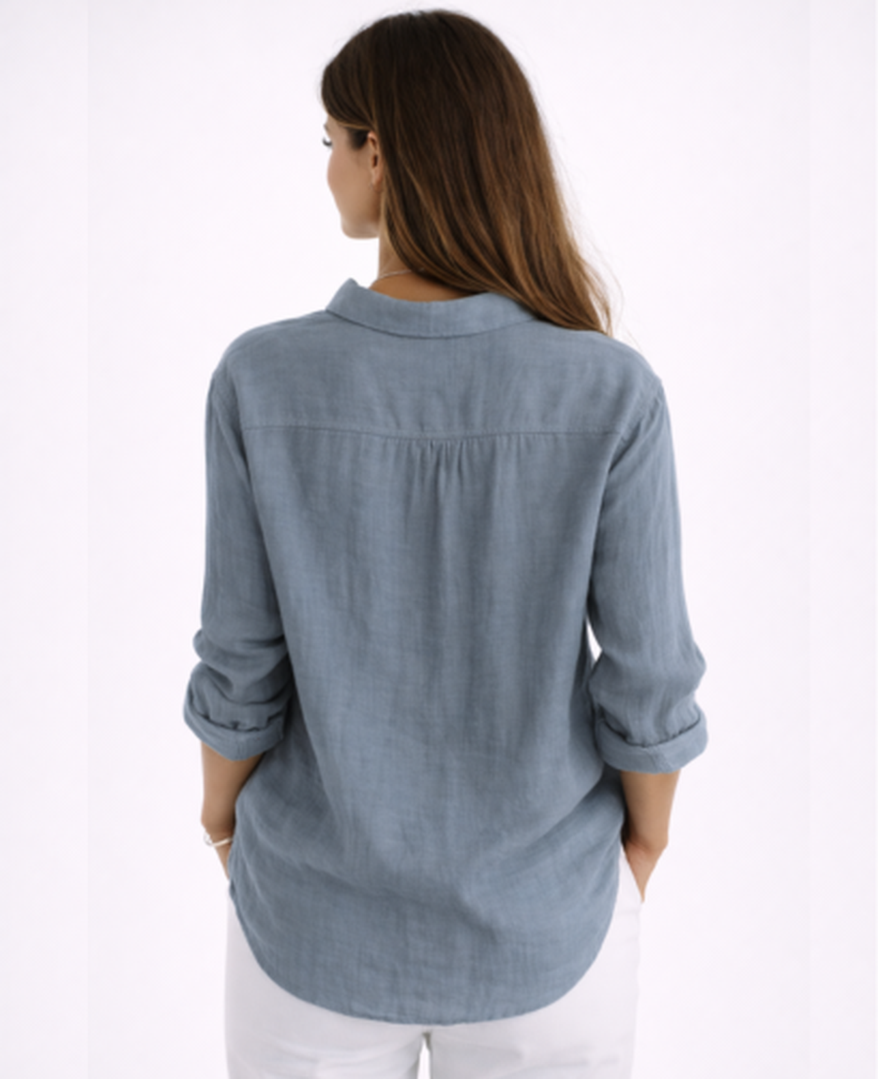 Chemise Femme Fluide – Col Classique & Manches Longues, Élégance Intemporelle Chic