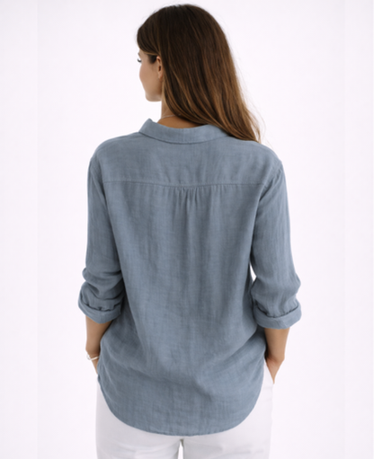 Chemise Femme Fluide – Col Classique & Manches Longues, Élégance Intemporelle Chic