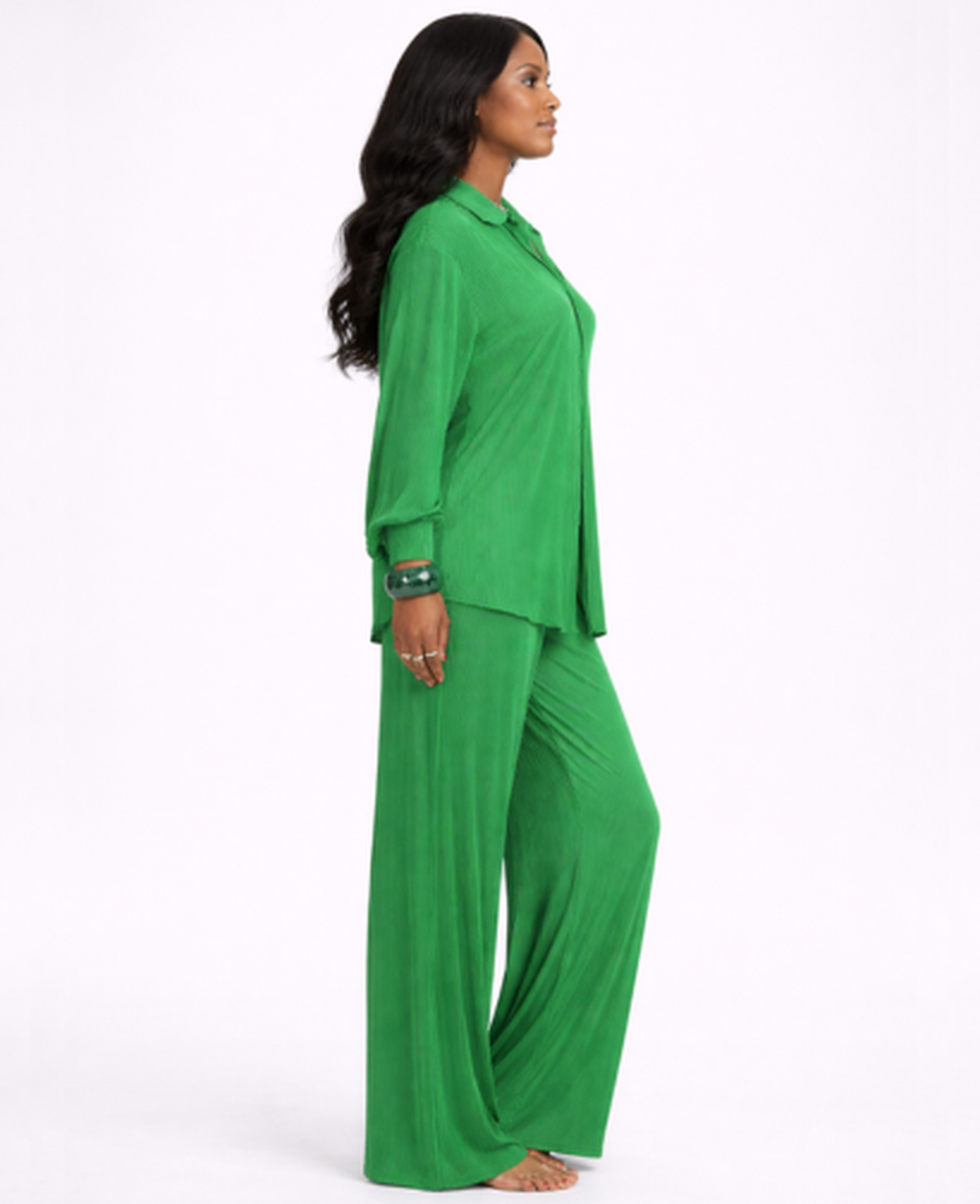 Ensemble Femme – Chemise & Pantalon Fluide Coupe Large, Style Décontracté Confort Chic