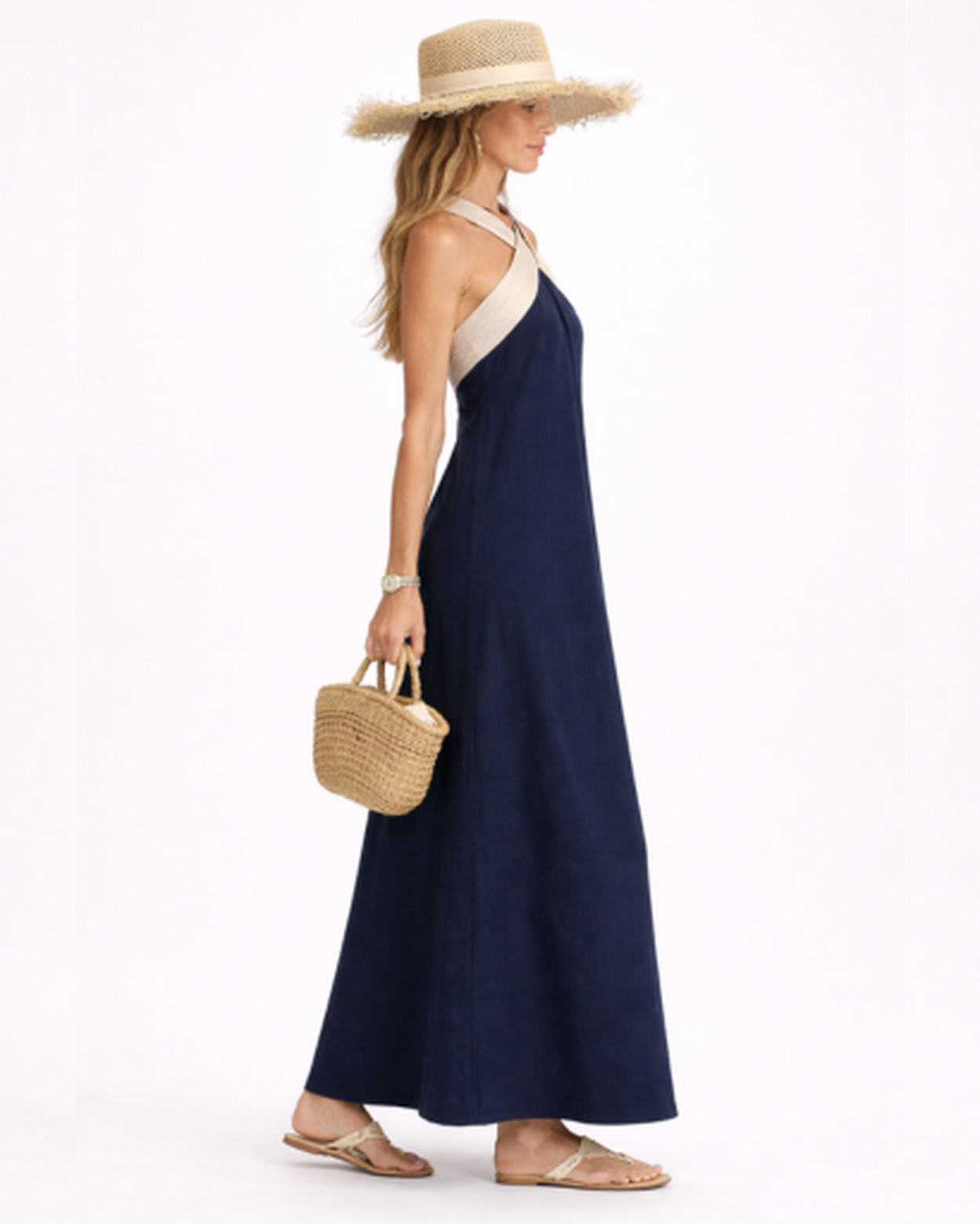 Robe longue femme – fluide à col en V croisé, allure maxi élégante | Robe d'été