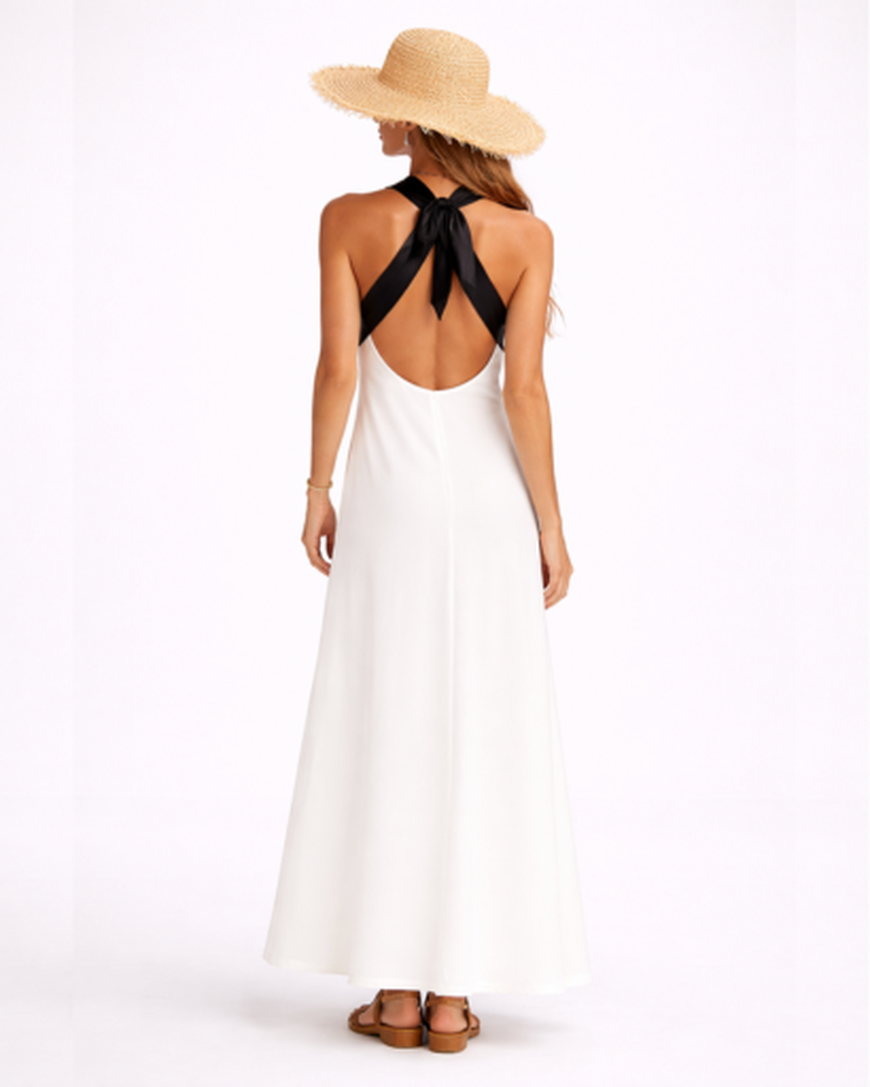 Robe longue femme – fluide à col en V croisé, allure maxi élégante | Robe d'été