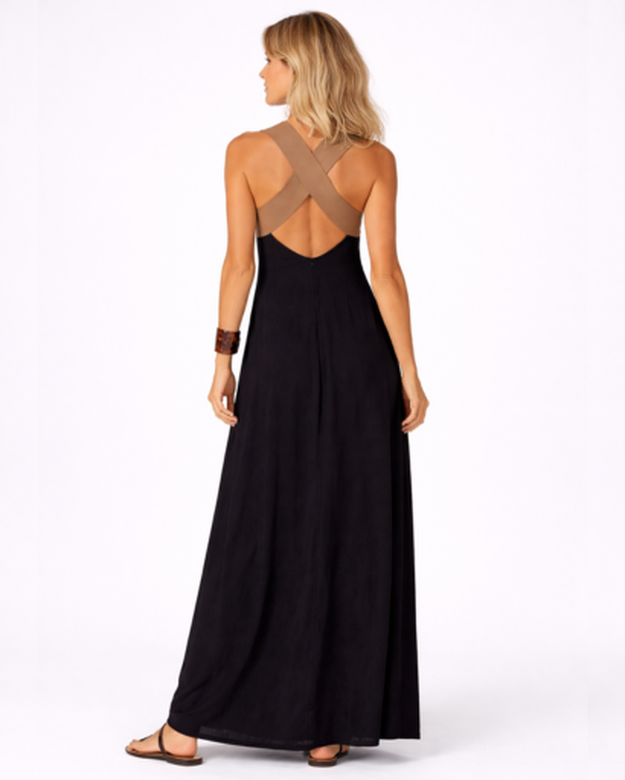 Robe longue femme – fluide à col en V croisé, allure maxi élégante | Robe d'été