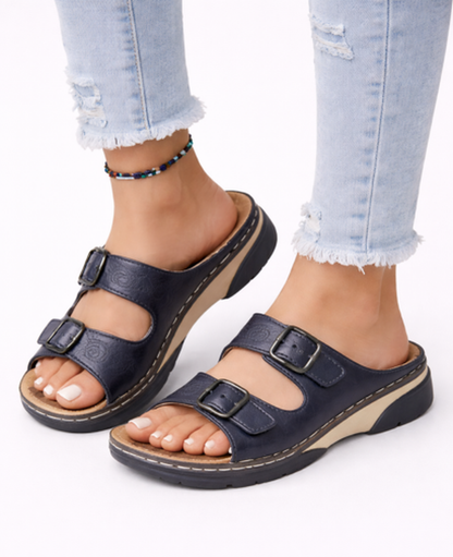 Sandales compensées confort à double bride réglable | plateforme femme
