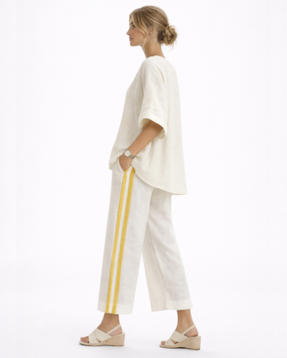 Ensemble Femme Fluide Rayé – Top Ample Respirant & Pantalon Large | Vacances & Détente Chic