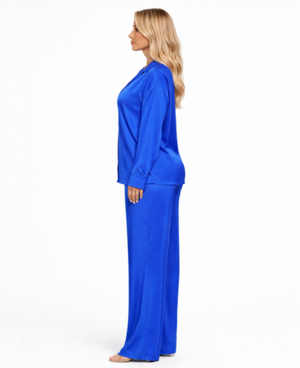 Ensemble Femme – Chemise & Pantalon Fluide Coupe Large, Style Décontracté Confort Chic