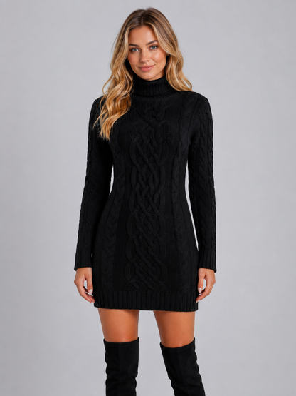 Robe pull torsadée noire, vue de face