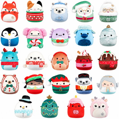 Collection des 24 mini peluches incluses dans le calendrier de l'Avent de Noël