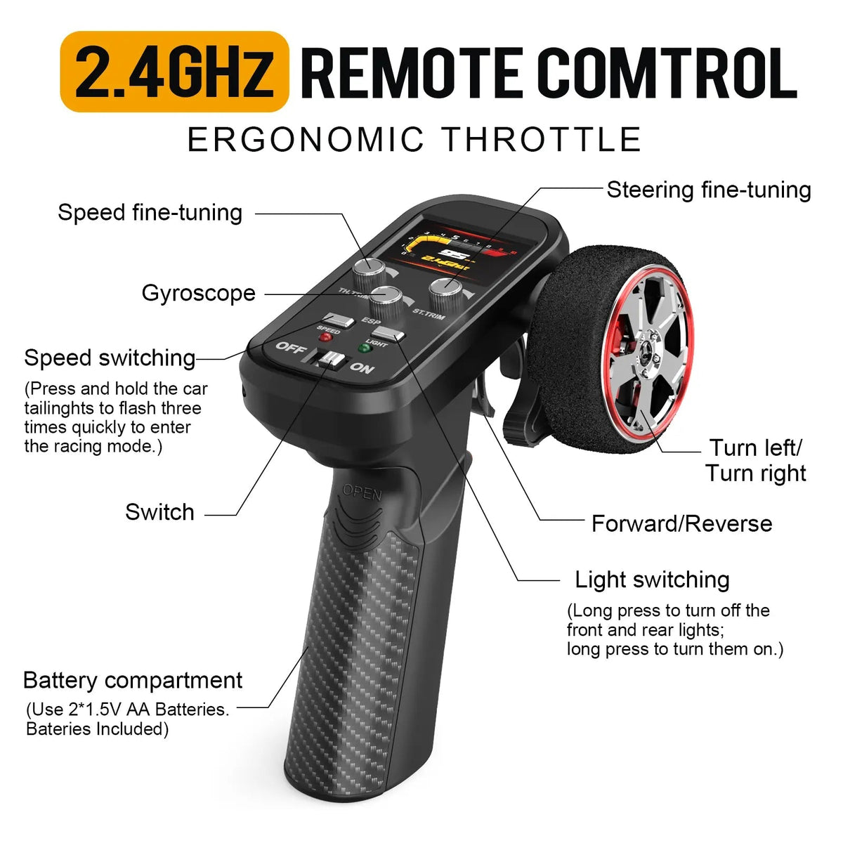 Télécommande 2.4GHz de la voiture RC drift avec instructions