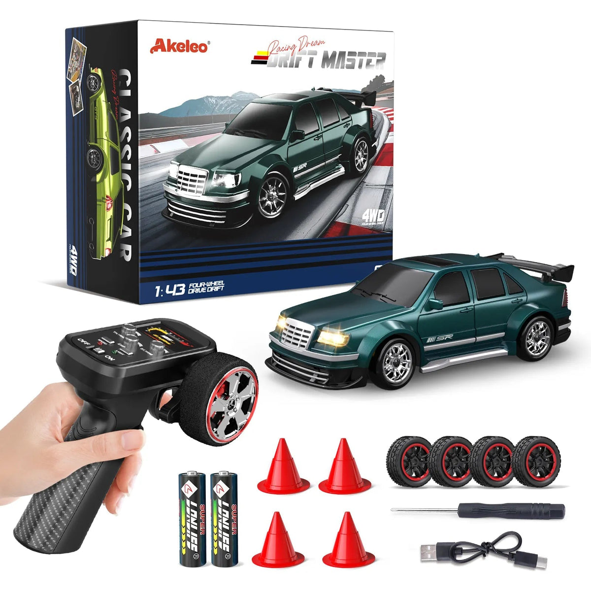 Voiture de drift RC, coloris vert foncé