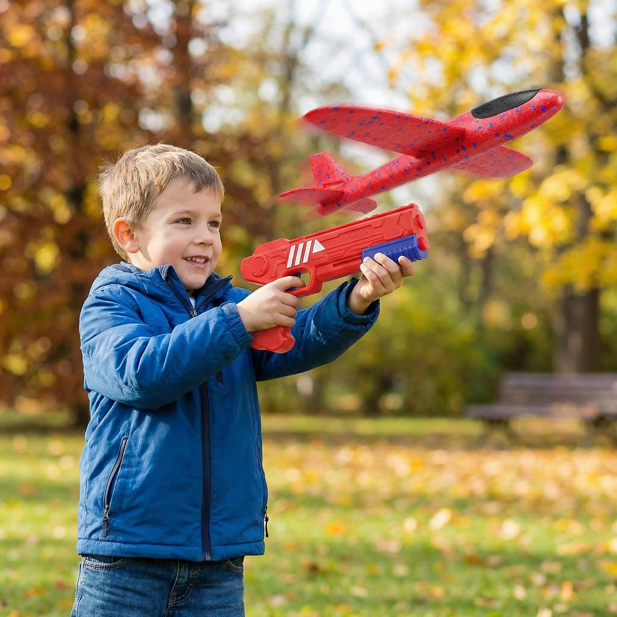 Lanceur d'avions en mousse rouge pour enfants