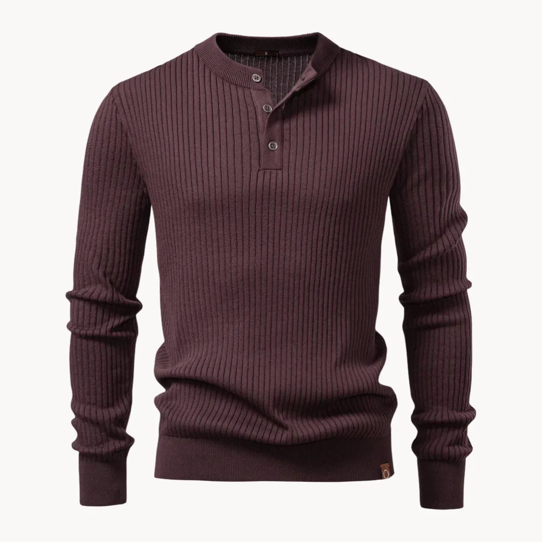 Pull homme col rond Châtaigne