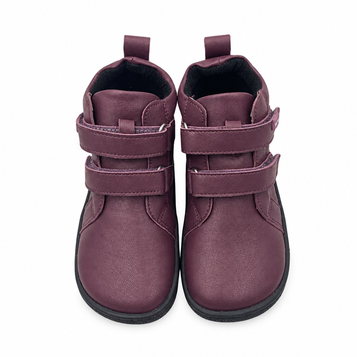 Bottine barefoot en cuir mauve pour tout-petits, photo produit en studio
