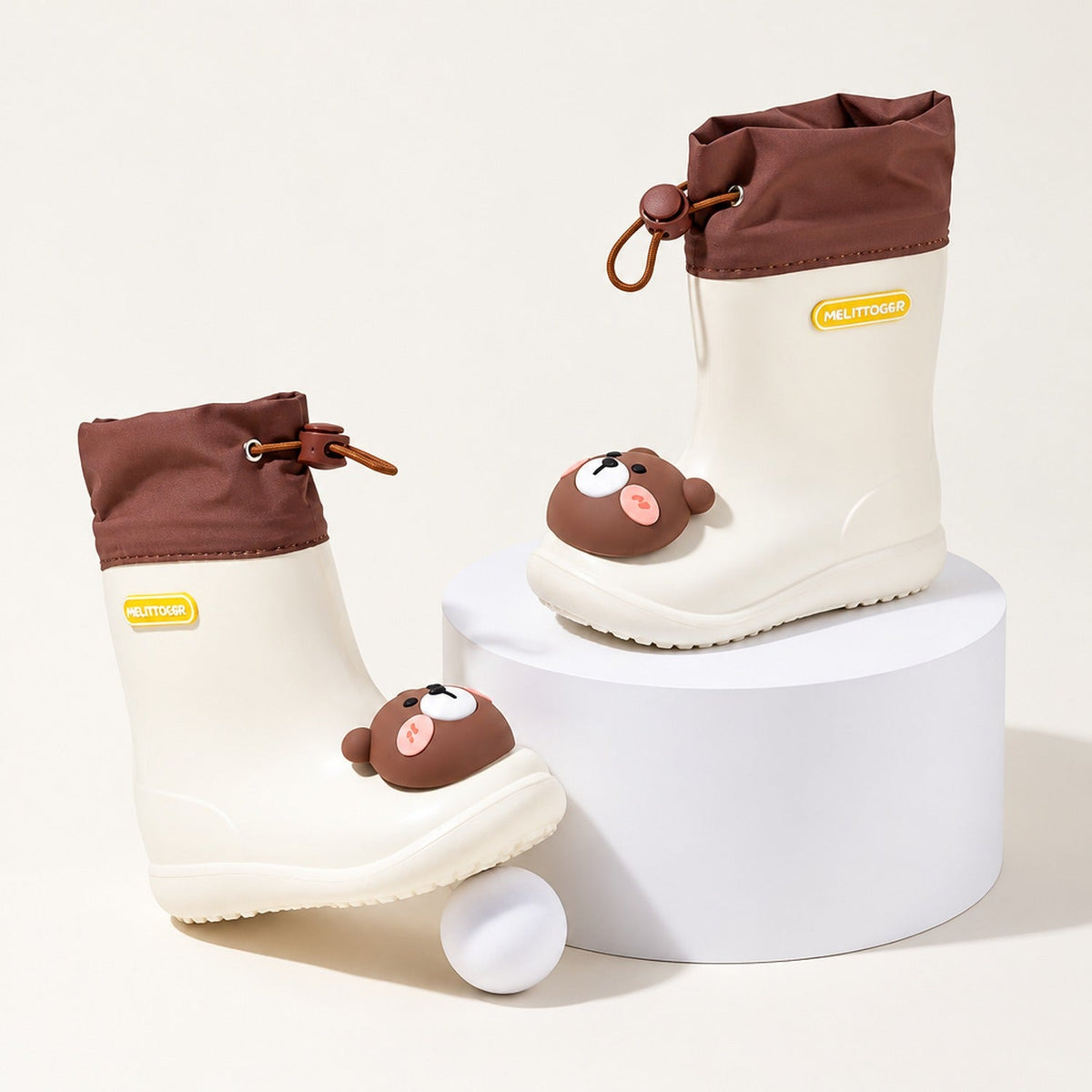 Botte de pluie enfant en EVA imperméable à imprimé ours, vue de côté