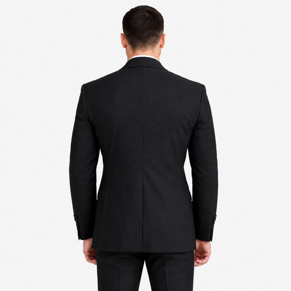 Dos du blazer homme noir ajusté pour cérémonie et soirée