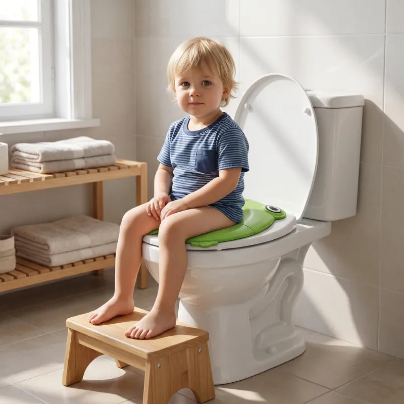 Détail du design du réducteur de toilette grenouille