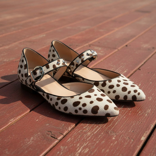 Ballerines Mary Jane femme à pois, bout pointu