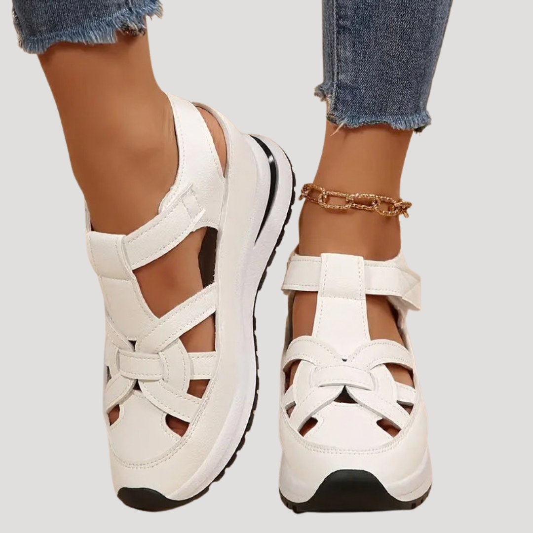 Baskets femme cuir rétro, style chic décontracté