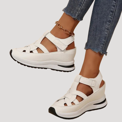 Baskets femme cuir, semelle confort