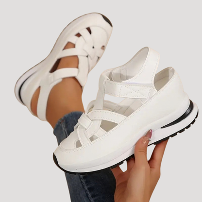 Baskets femme cuir rétro, profil