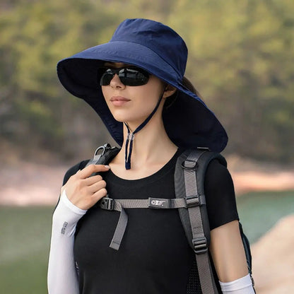 Chapeau de Soleil Femme Anti-UV – Bob à Large Bord & Protection Nuque, Pêche & Randonnée