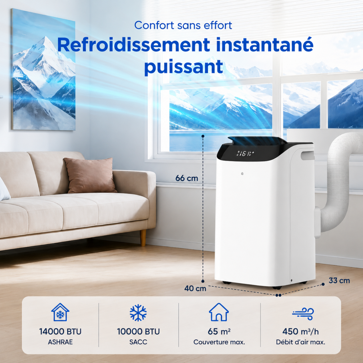 Climatiseur Mobile sur Pied – Refroidissement Intelligent & Déshumidificateur