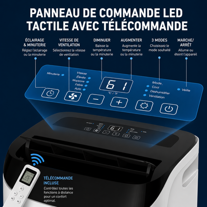 Climatiseur Mobile sur Pied – Refroidissement Intelligent & Déshumidificateur