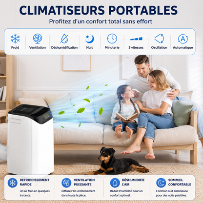 Climatiseur Mobile sur Pied – Refroidissement Intelligent & Déshumidificateur