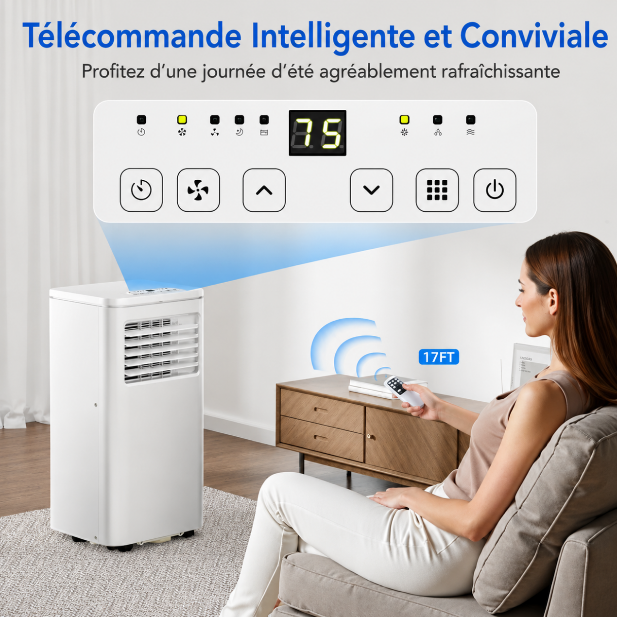 Climatiseur Mobile avec Télécommande & Mode Nuit – Froid Puissant