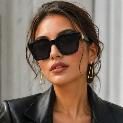 Lunettes de Soleil Mixtes – Monture Effet Bois & Noir Mat, Protection UV Tendance