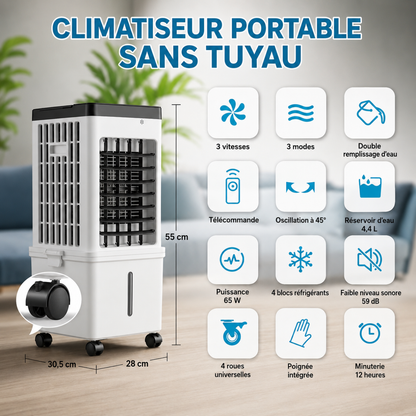 Mini Climatiseur Portable Sans Fenêtre – Froid Instantané & Ultra Silencieux | Sans Installation