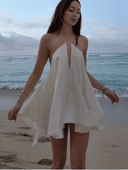 Robe d'Été Femme – Épaules Dénudées, Détails Ajourés & Coupe Bohème Chic