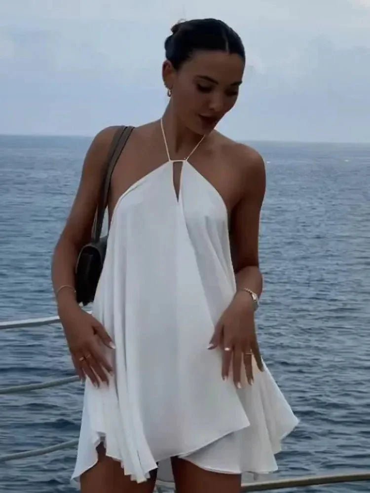 Robe d'Été Femme – Épaules Dénudées, Détails Ajourés & Coupe Bohème Chic