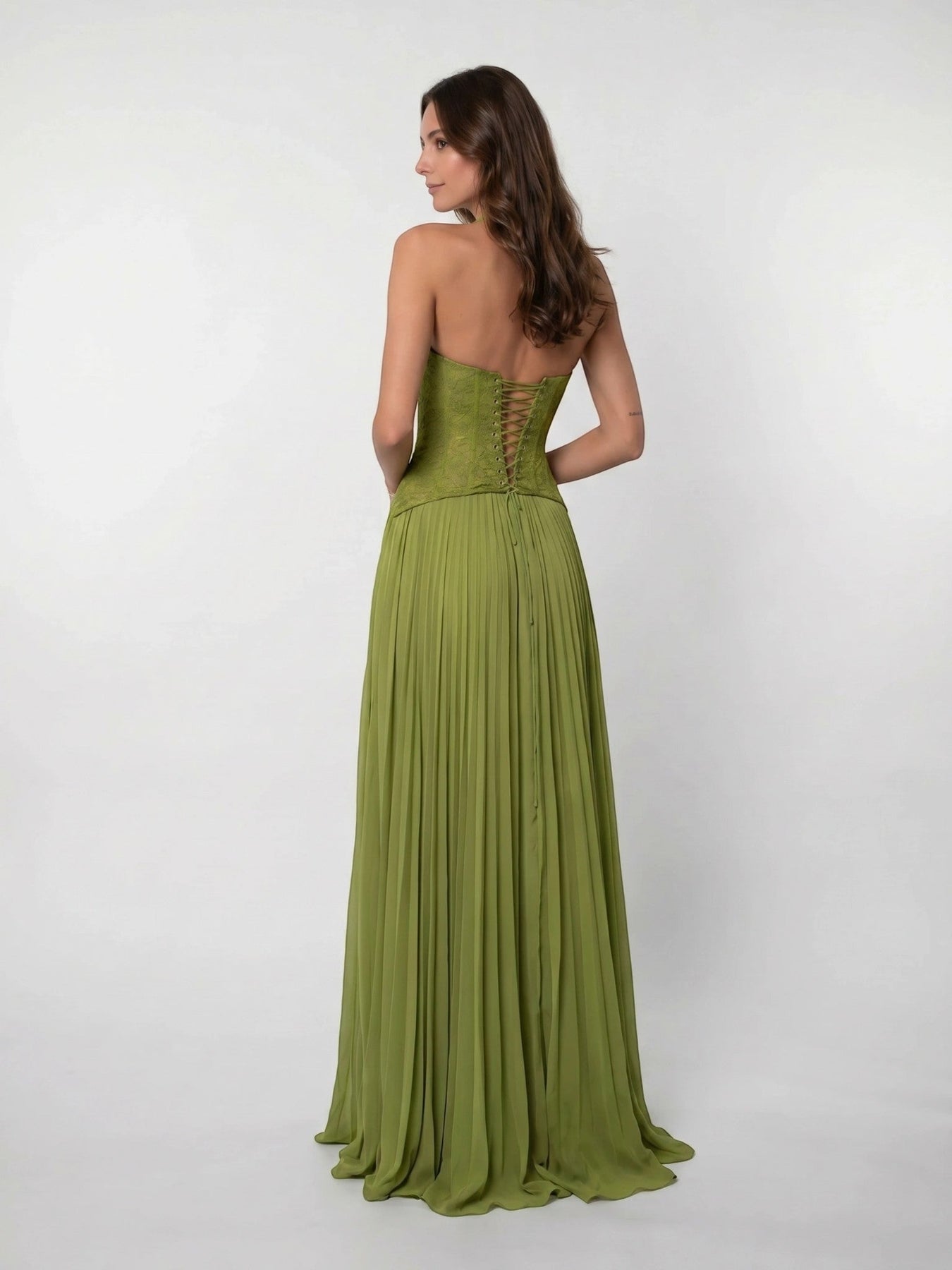 Robe Maxi Plissée Femme – Bustier Corset, Coupe Longue & Effet Ventre Plat
