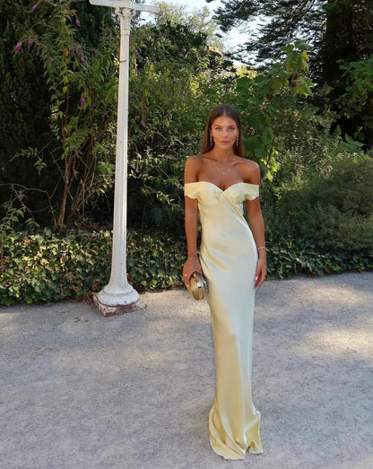 Robe Maxi Satinée Femme – Dos-Nu, Coupe Longue Fluide & Effet Ventre Plat