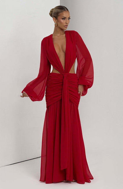 Robe de Soirée Maxi Femme – Coupe Longue, Effet Ventre Plat & Coloris Variés
