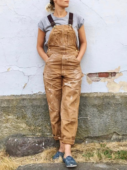 Salopette en Toile Canvas – Coupe Workwear & Bretelles Réglables, Style Utilitaire