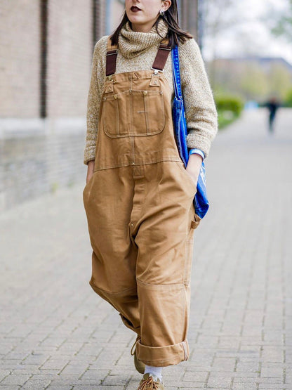 Salopette en Toile Canvas – Coupe Workwear & Bretelles Réglables, Style Utilitaire