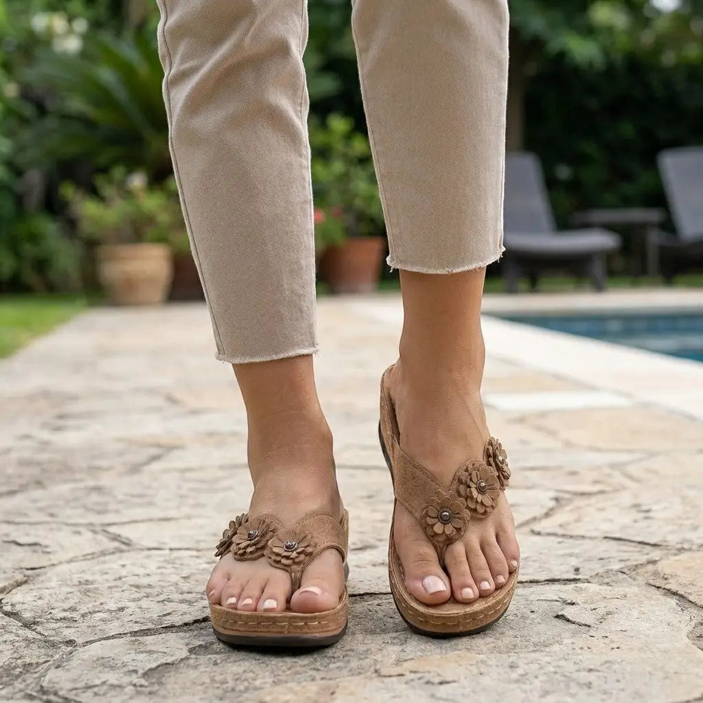 Sandales Orthopédiques Femme en Cuir – Slip-On Élégantes, Soutien de la Voûte Plantaire & Confort