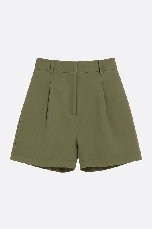 Short taille haute élégant femme - Vert - vue 1