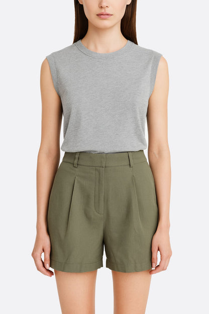 Short taille haute élégant femme - Vert - vue 2