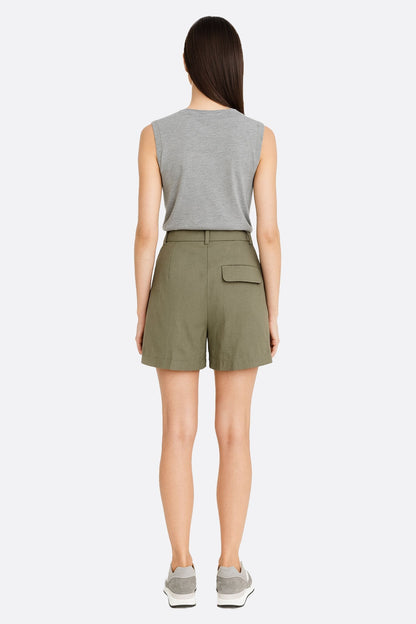 Short taille haute élégant femme - Vert - vue 4