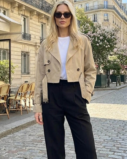 Trench-Coat Court Femme à Ceinture – Coupe Cintrée & Style Chic Intemporel