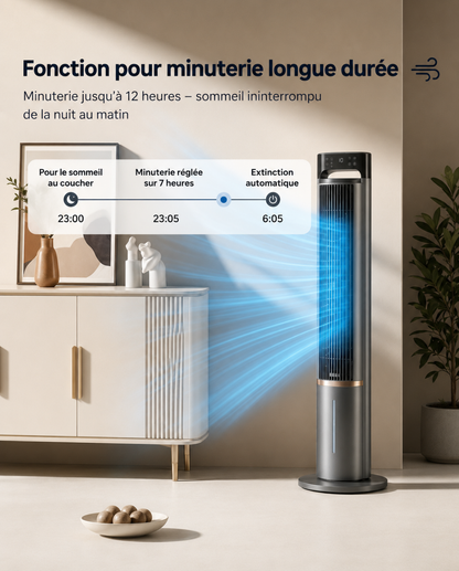 Ventilateur Colonne Portable 104 cm – Télécommande, Fonction Rafraîchissante & Ultra-Silencieux