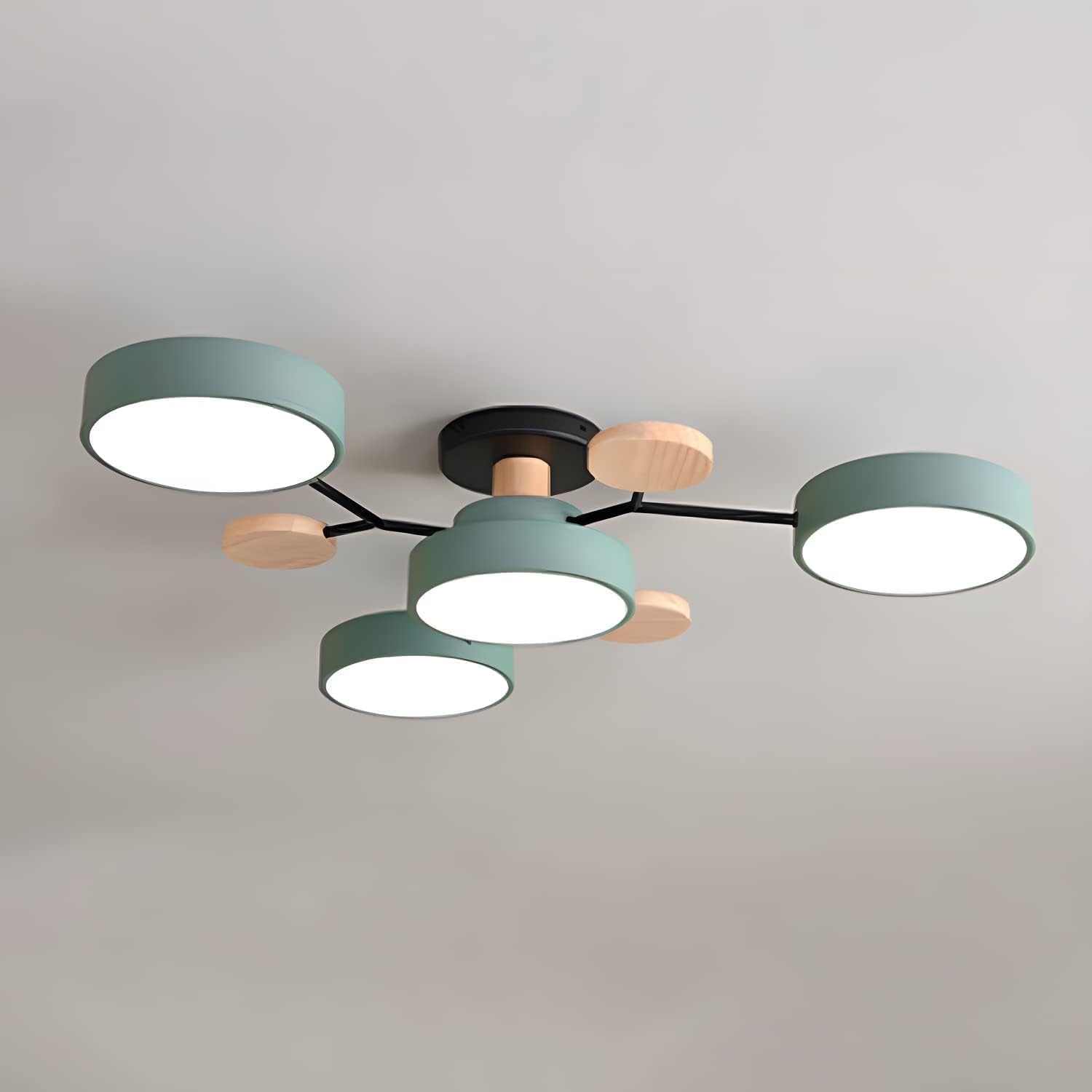 Suspension LED circulaire dans un salon moderne