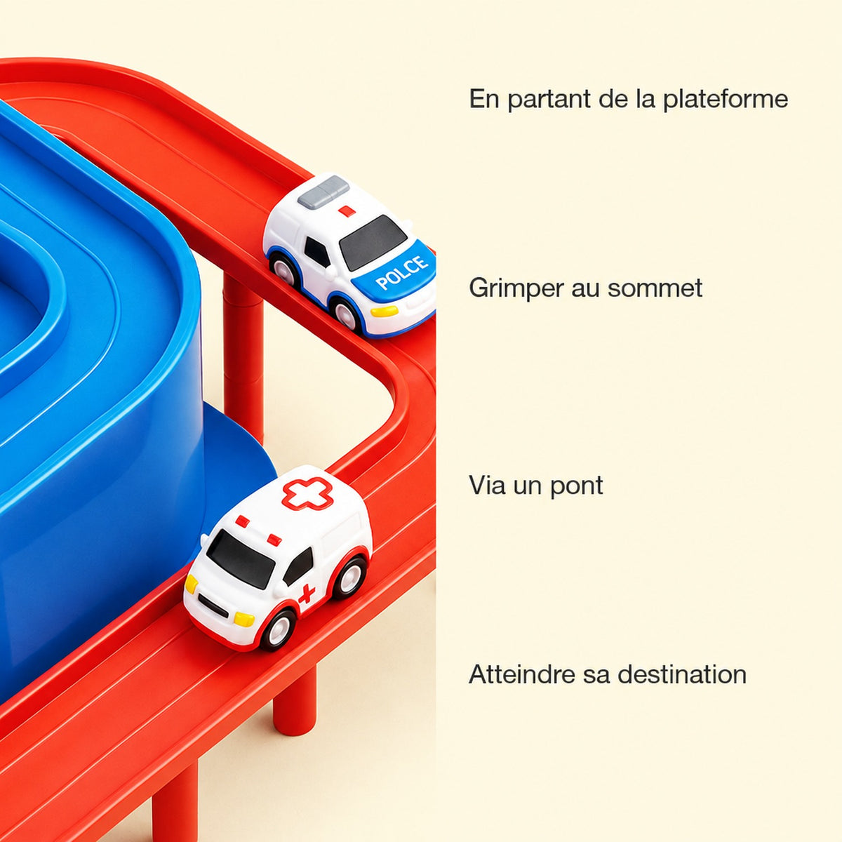 Ensemble des pièces du circuit de voitures prêtes à être assemblées