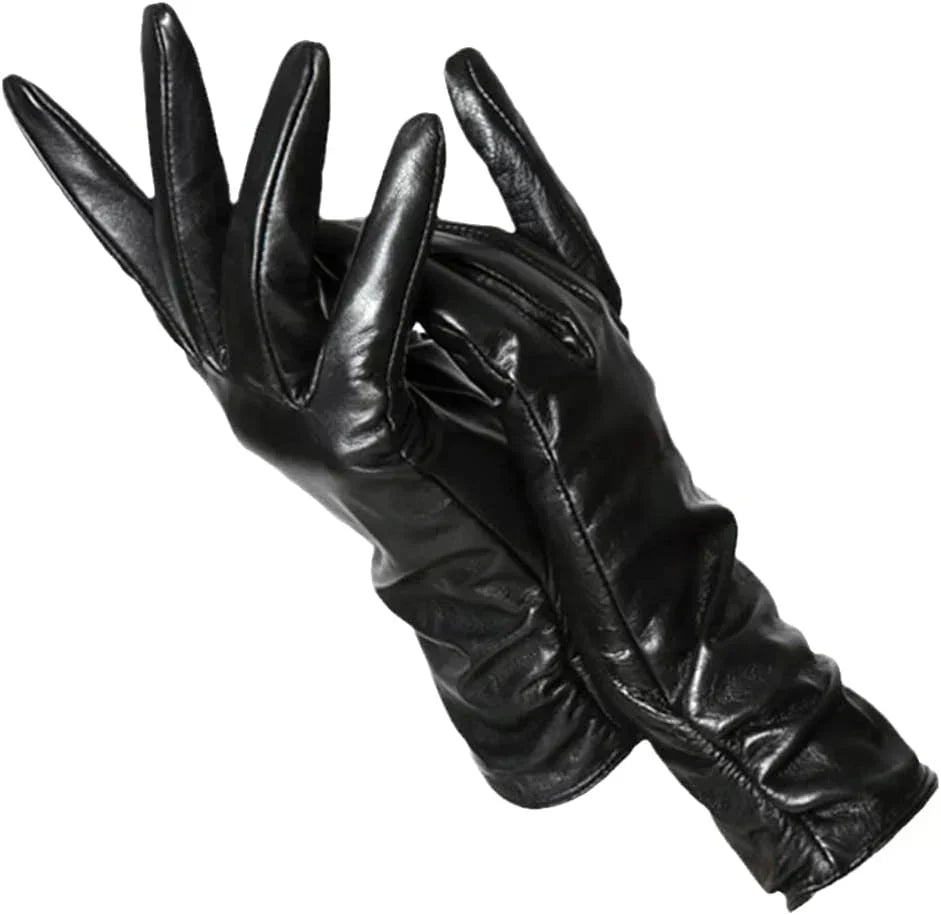 Gants femme en cuir de mouton noir
