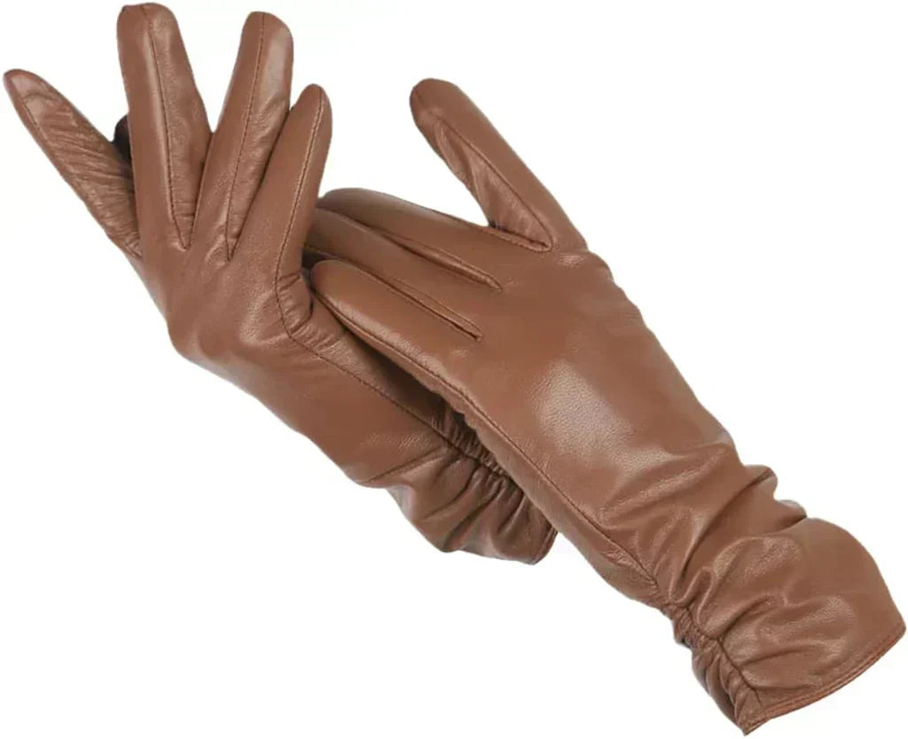 Gants femme en cuir de mouton kaki