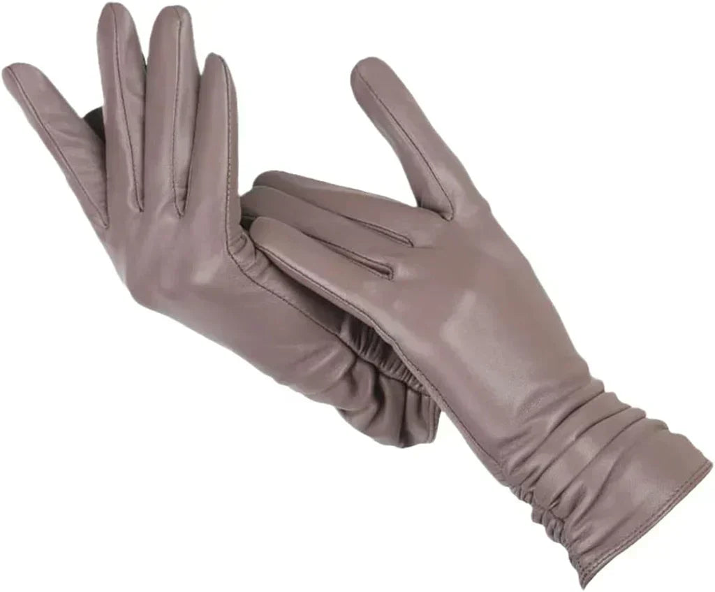 Gants femme en cuir de mouton marron clair