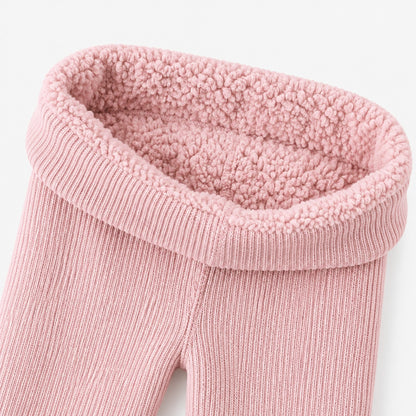 Ceinture élastique et doublure polaire intérieure des collants thermiques enfant côtelés